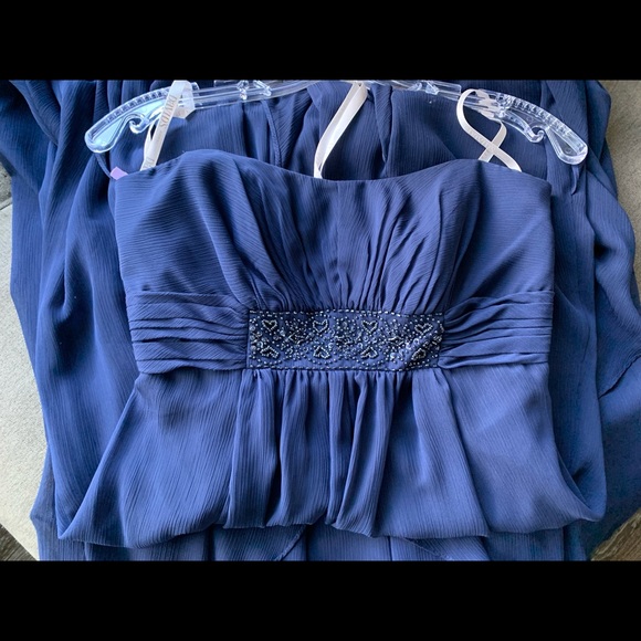 David's Bridal - Navy Blue Chiffon Bridesmaid Dress, Size 2 - Picture 9 of 14